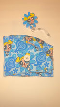 Load and play video in Gallery viewer, Blue power puff girl scrub cap with matching badge
